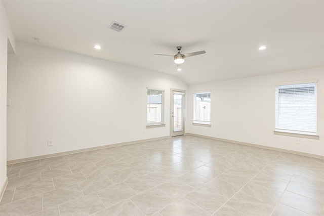 3907 Itzle Island Ct, Katy, TX 77494 - empty room with recessed lighting, ceiling fan, visible vents, and light tile patterned floors