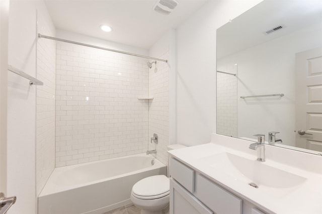 3907 Itzle Island Ct, Katy, TX 77494 - full bathroom with visible vents, shower / tub combination, toilet, and vanity