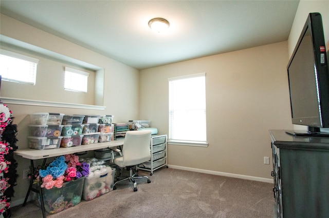 office space with carpet floors and baseboards