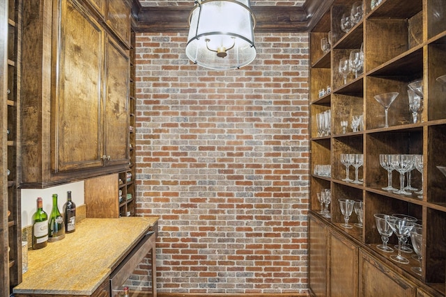 interior space with beverage cooler