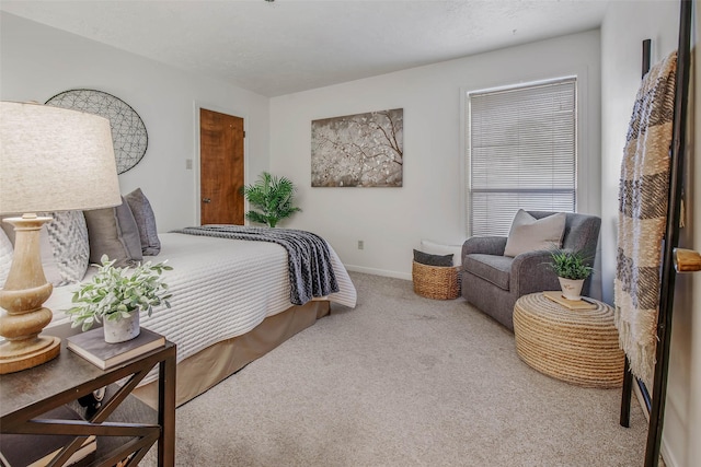 bedroom with carpet floors and baseboards