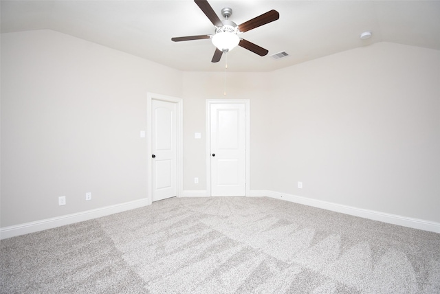 19019 Kimber Creek Ln, Cypress, TX 77429 - unfurnished bedroom featuring vaulted ceiling, carpet flooring, a ceiling fan, and baseboards
