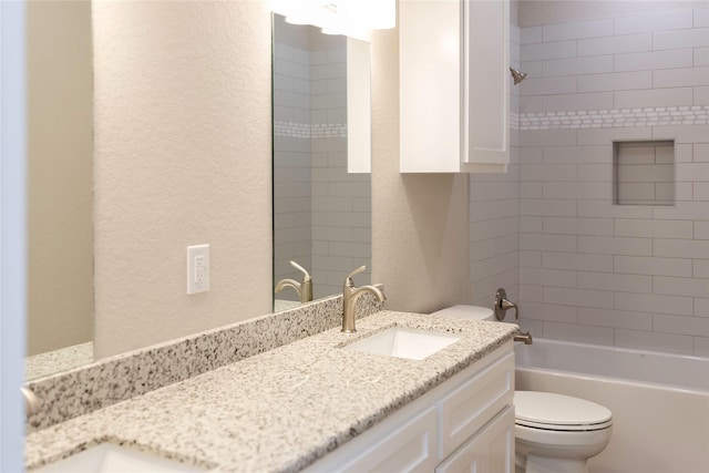 528 Thunder Rd, Surfside Beach, TX 77541 - full bathroom featuring vanity, a textured wall, and bathing tub / shower combination