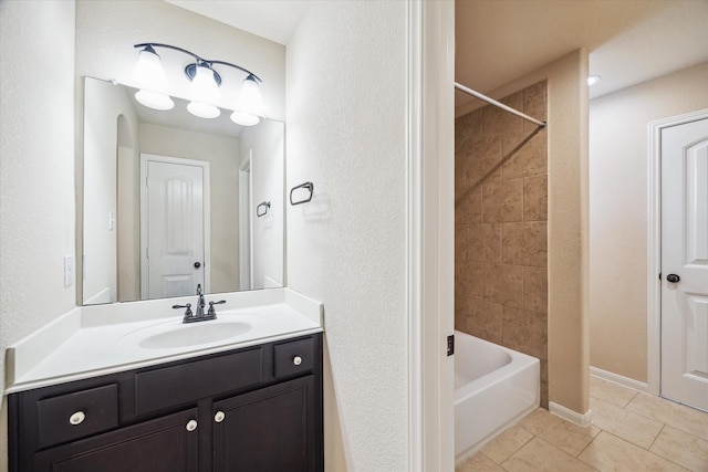 full bathroom with vanity, tile patterned flooring, and shower / bathtub combination