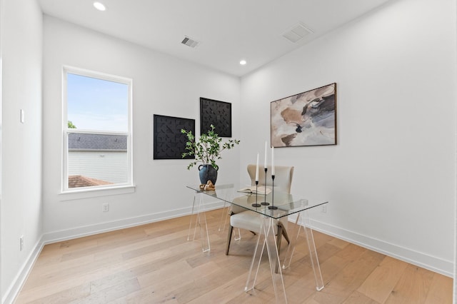 819 Dorothy St Unit A, Houston, TX 77008 - home office featuring light wood-style floors, baseboards, and recessed lighting