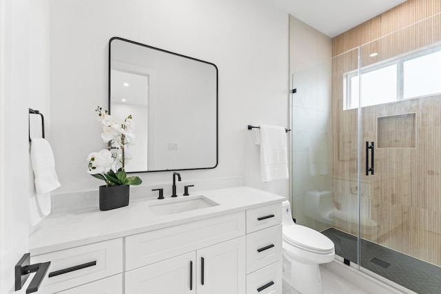 819 Dorothy St Unit A, Houston, TX 77008 - bathroom with vanity, toilet, and a stall shower
