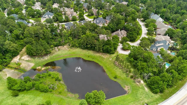 aerial view with a water view and a residential view