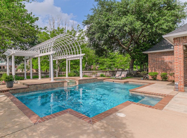3210 Oakmont Dr, Sugar Land, TX 77479 - outdoor pool featuring a fenced backyard, a pergola, and a patio area