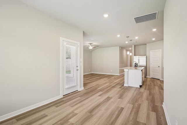 5030 Magnolia Springs Dr, Pearland, TX 77584 - spare room featuring recessed lighting, light wood-type flooring, baseboards, and ceiling fan