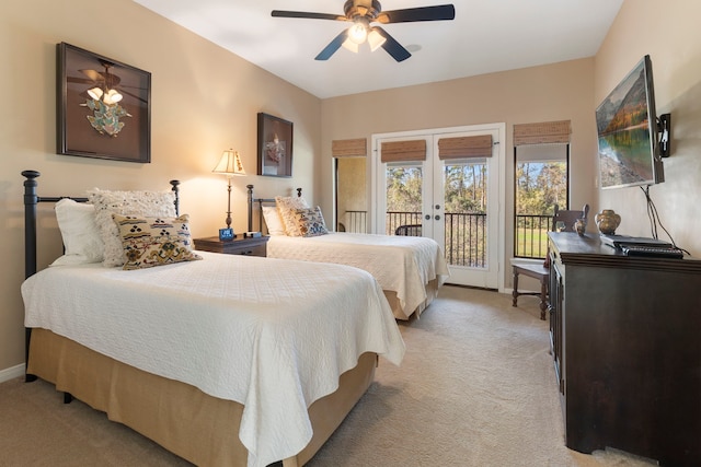 3034 Serena Vista Way, Houston, TX 77068 - bedroom with access to exterior, light carpet, french doors, and baseboards