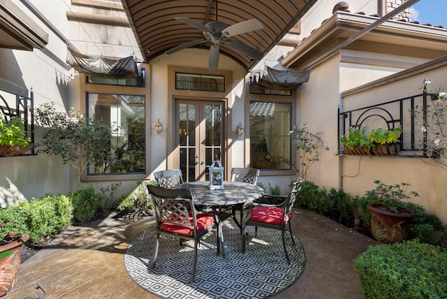 3034 Serena Vista Way, Houston, TX 77068 - view of patio / terrace featuring french doors, outdoor dining area, and a ceiling fan