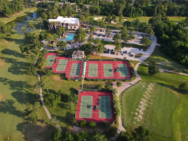 3034 Serena Vista Way, Houston, TX 77068 - drone / aerial view of a large body of water and a golf course