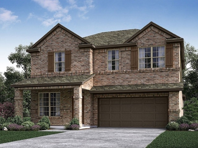 12130 Meandering Stream Dr, Baytown, TX 77523 - traditional-style home featuring a garage, driveway, and brick siding