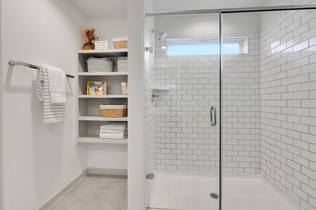 29823 Case Canyon Ln, Katy, TX 77494 - full bath with tile patterned floors, baseboards, and a stall shower