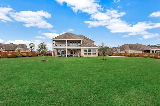 6006 Henry Hamlet Dr, Conroe, TX 77304 - rear view of property with a ceiling fan, brick siding, a patio area, and roof with shingles