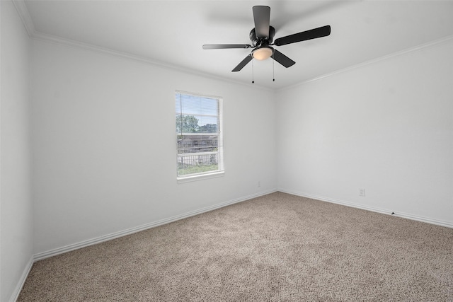 7817 Woodlyn Rd, Houston, TX 77028 - unfurnished room with carpet flooring, crown molding, a ceiling fan, and baseboards