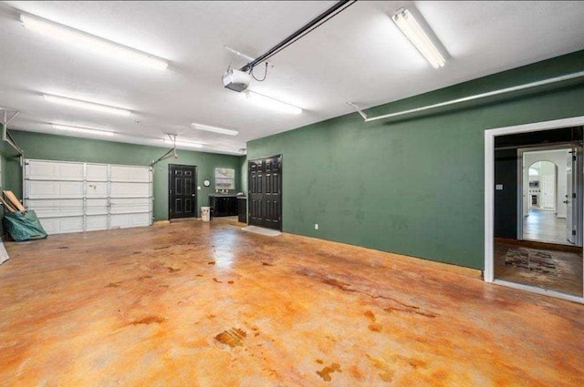 garage with a garage door opener