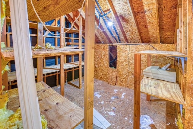 view of unfinished attic