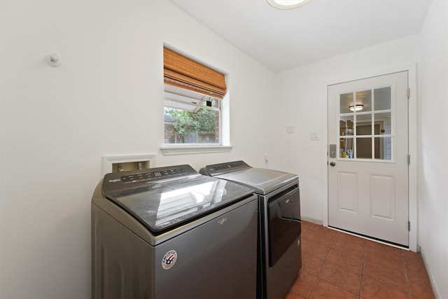 12510 Deep Spring Ln, Houston, TX 77077 - laundry room with washing machine and dryer and dark tile patterned floors