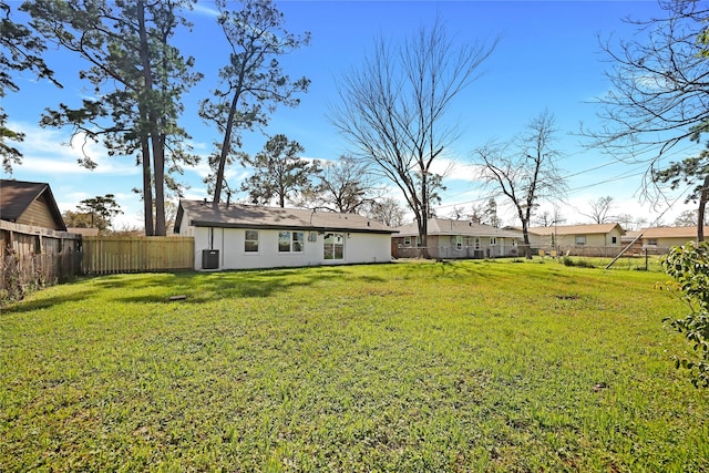 view of yard with a fenced backyard