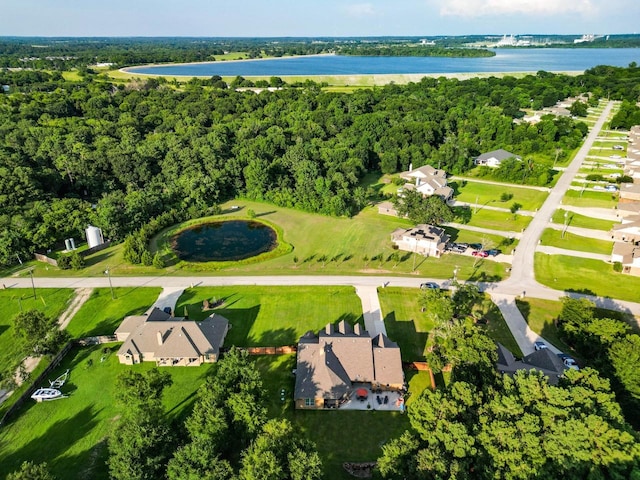 13882 Oak Manor Dr, Willis, TX 77318 - bird's eye view with a water view and a residential view