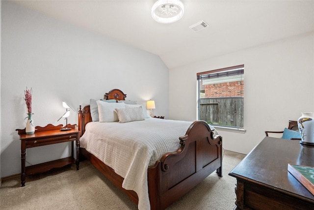 28406 Green Mill Ct, Spring, TX 77386 - bedroom with vaulted ceiling, light colored carpet, and visible vents