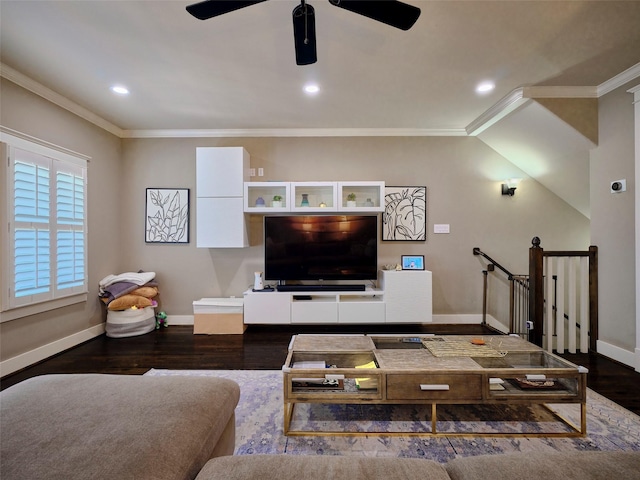 228 E Woodland St, Houston, TX 77009 - living room with crown molding, baseboards, and wood finished floors