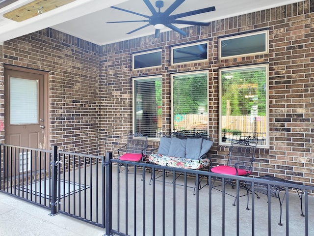 view of patio / terrace with ceiling fan