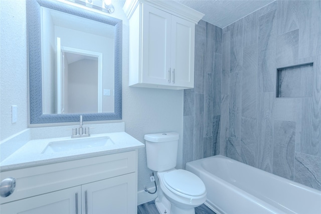 full bath featuring vanity,  shower combination, and toilet