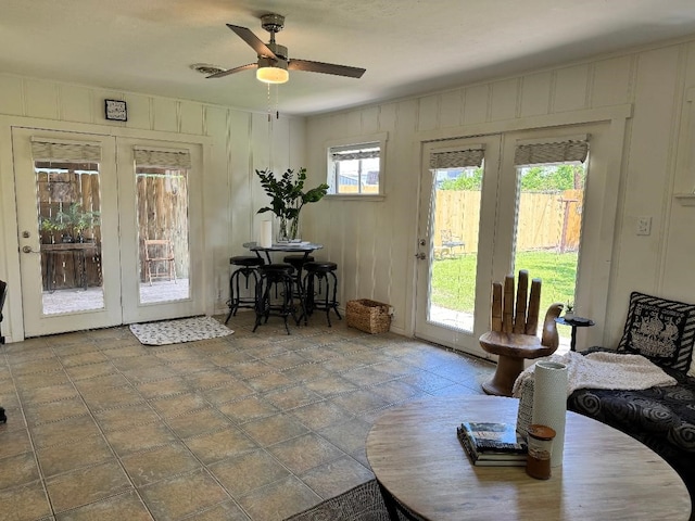 7006 Jalna St, Houston, TX 77055 - doorway with a ceiling fan and french doors