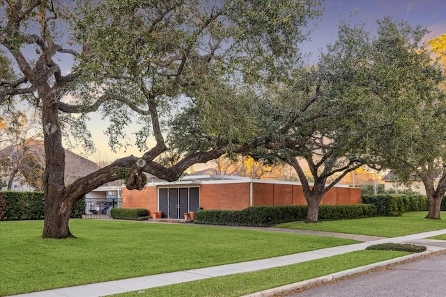 view of front of home with a front yard
