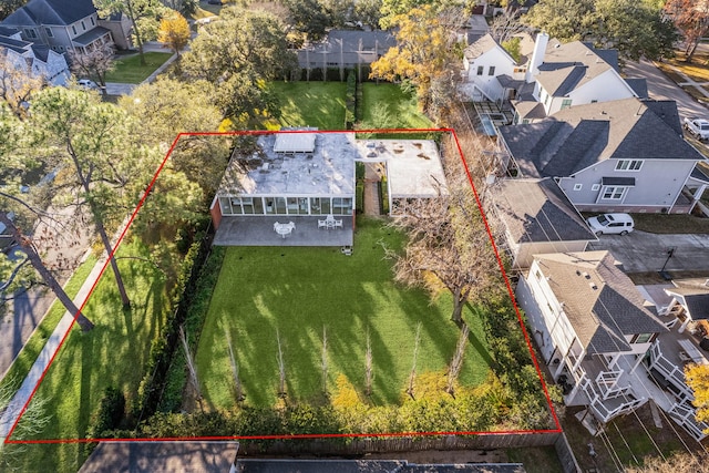 aerial view with a residential view