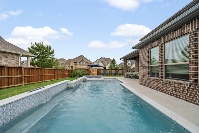 4381 Victoria Pine Dr, Spring, TX 77386 - view of swimming pool with a fenced backyard, a patio area, and a residential view