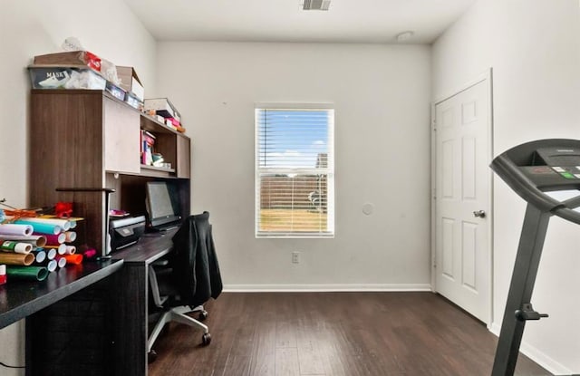 1942 Macondray Dr, Humble, TX 77396 - office with baseboards, dark wood-style floors, and visible vents