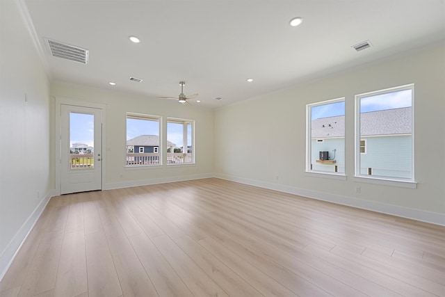4042 Miramar Ct, Galveston, TX 77554 - unfurnished living room with baseboards, ceiling fan, recessed lighting, and visible vents