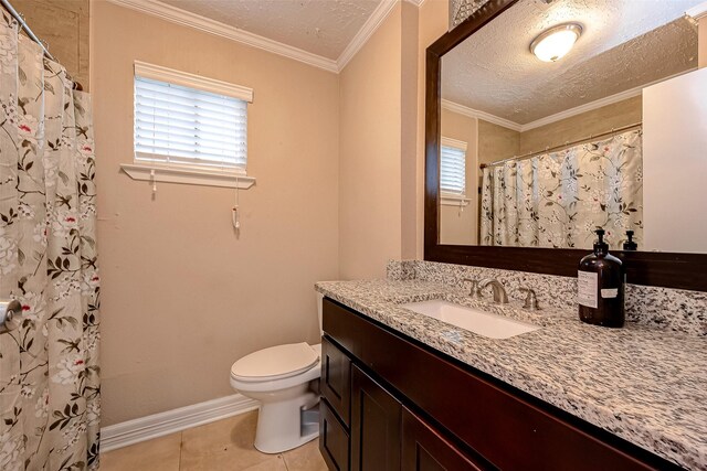 full bath featuring plenty of natural light, baseboards, tile patterned flooring, and toilet