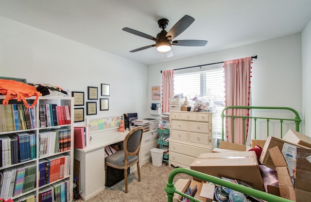 14543 Rain Tree Dr, Baytown, TX 77523 - carpeted office featuring ceiling fan