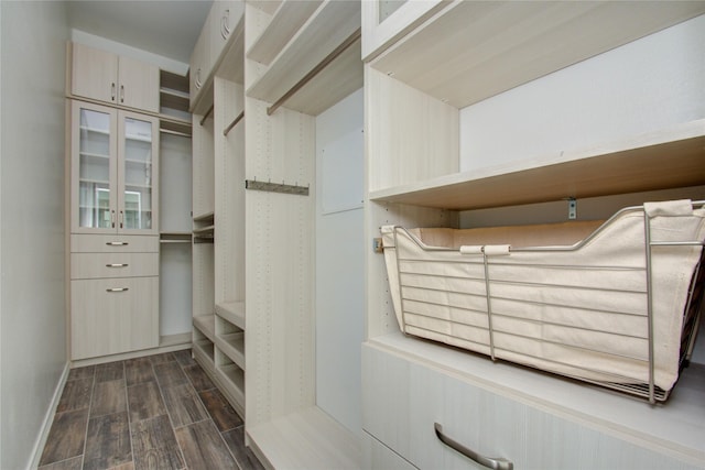 walk in closet featuring wood tiled floor