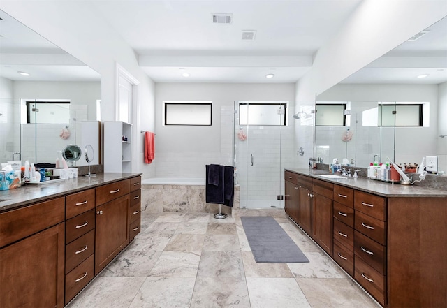 4707 Jackson St, Houston, TX 77004 - bathroom with a bath, vanity, and a shower stall