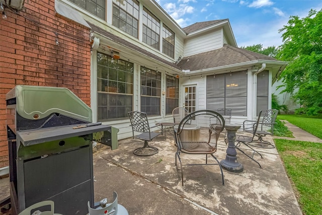 view of patio with area for grilling