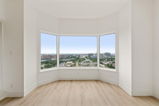 unfurnished room featuring baseboards, a healthy amount of sunlight, and light wood-style flooring