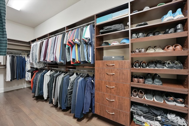walk in closet featuring wood finished floors