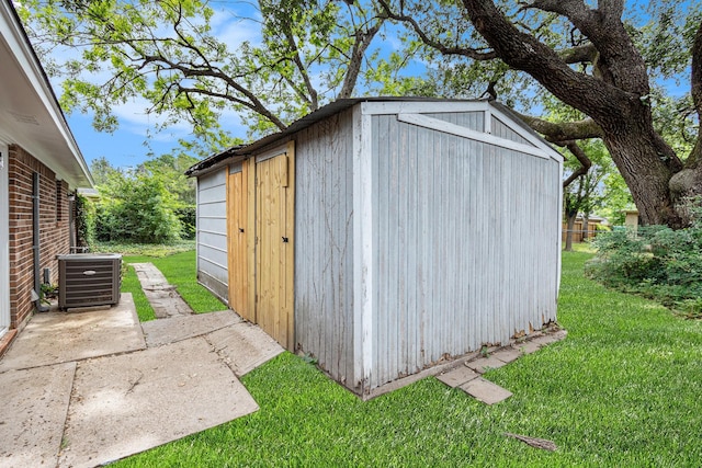 view of shed featuring cooling unit