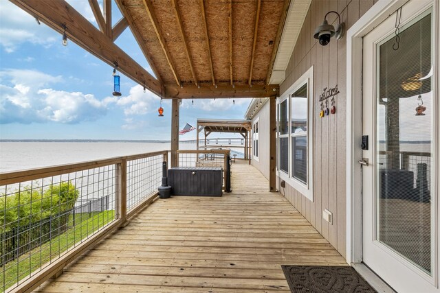 620 Lagoon Dr, Point Blank, TX 77364 - wooden terrace featuring a water view
