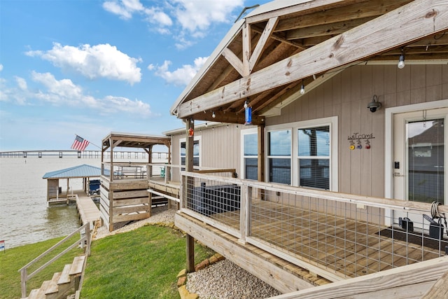 620 Lagoon Dr, Point Blank, TX 77364 - deck with a water view and a yard