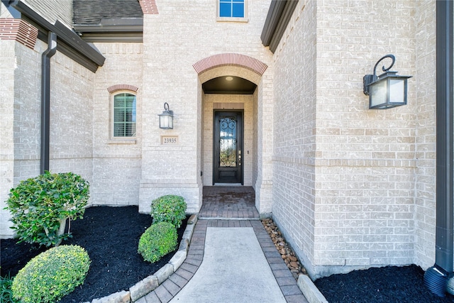 23935 Birchwood Lake Ln, Katy, TX 77493 - doorway to property featuring brick siding