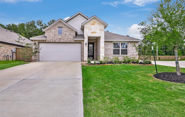 21623 Mount Frisell Ln, Porter, TX 77365 - view of front of home featuring brick siding, fence, driveway, and a front yard