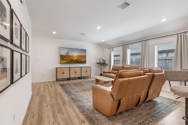 21623 Mount Frisell Ln, Porter, TX 77365 - living room featuring light wood-type flooring, recessed lighting, baseboards, and visible vents