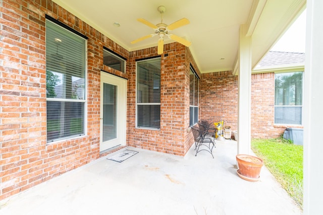 view of patio with a ceiling fan