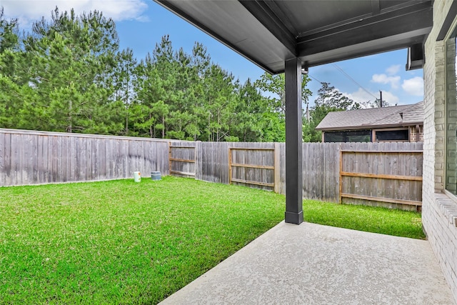 view of yard featuring a fenced backyard and a patio